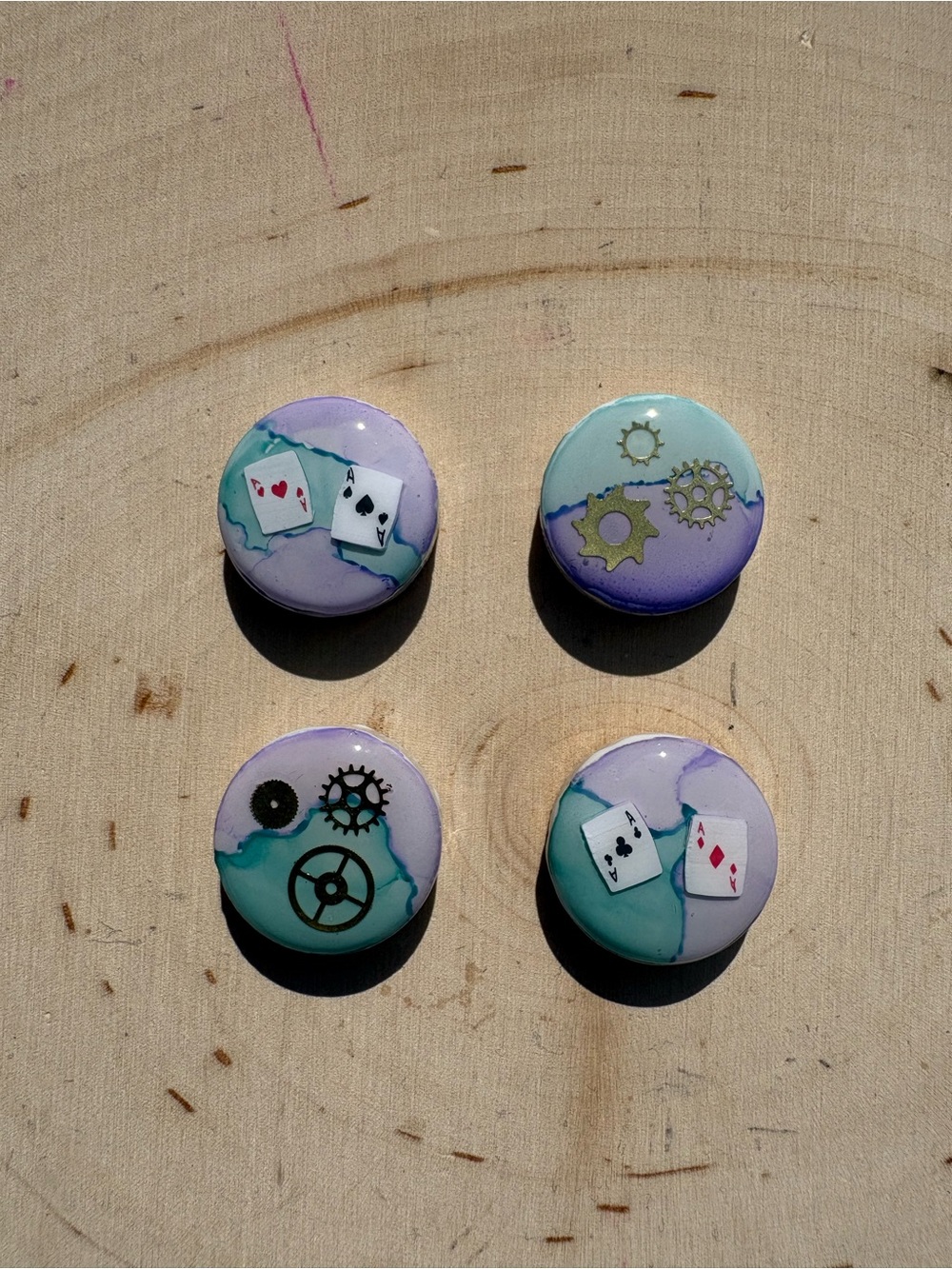 Pastel Alice in Wonderland / Mad Hatter themed Magnets - Set of 4